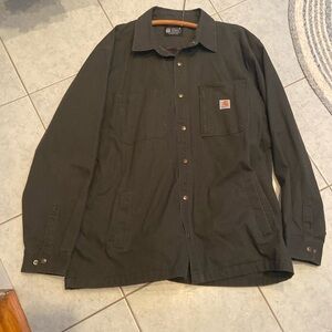 Men’s carhartt dark grey barn jacket with fleece lining.